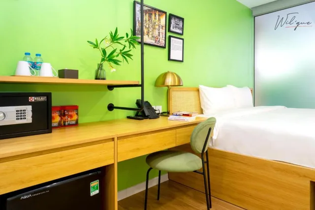غرفة ديلوكس بسرير كوين بإطلالة على المدينة، Wilque Hotel Hanoi 4/4