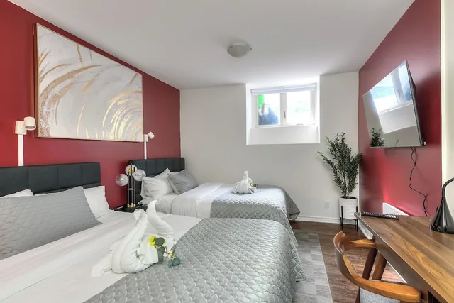 شقة بسرير كوين وسريرين مزدوجين بشرفة، Apartment Studio Palais Des Congres 3/8
