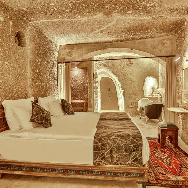 غرفة ديلوكس بسرير مزدوج أو سريرين منفصلين، Sah Saray Cave Suites Halal Hotel 1/1
