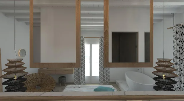 جناح جونيور بإطلالة على البحر بحوض استحمام، Apiro Mykonos 10/10
