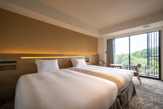 غرفة ركنية بسريرين منفصلين بإطلالة على الحديقة بشرفة بحوض استحمام، Umekoji Potel KYOTO 4/10