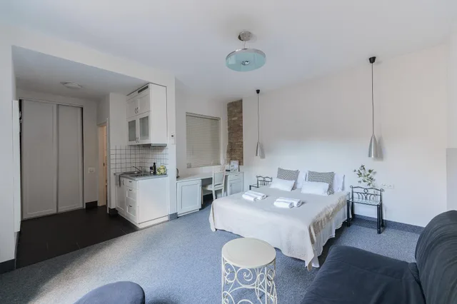 استوديو عائلي بسرير مزدوج مع أريكة، Moon Garden Art Hotel 1/1