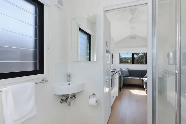 Tiny Home, Double Bed, Pet Friendly, Reflections Holiday Park Ferry Reserve 2/3