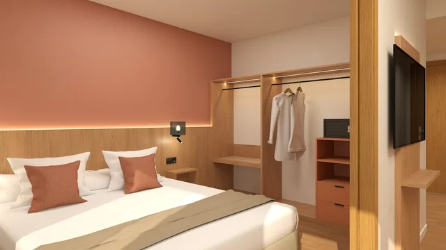 جناح جونيور بسرير مزدوج بإطلالة على المسبح بشرفة مع أريكة، NM Suites 6/8