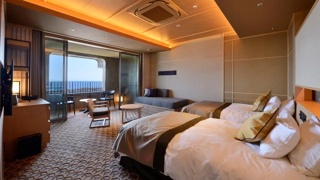 غرفة بريميوم بسريرين بإطلالة على البحر، Kamenoi Hotel Izu Kogen 1/1