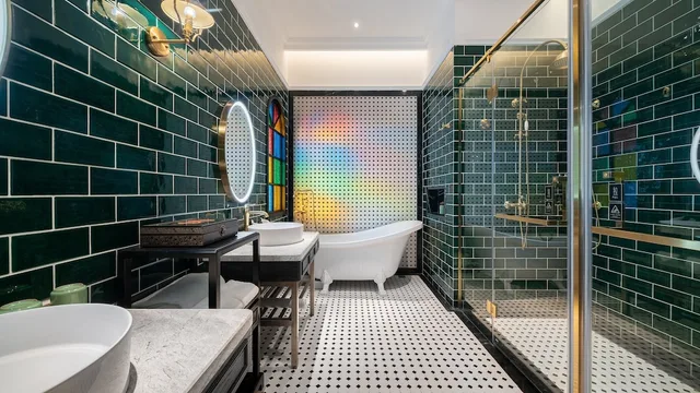 غرفة بريميوم بسريرين منفصلين بإطلالة على الفناء، Hotel Indigo Heilong Lake 3/8