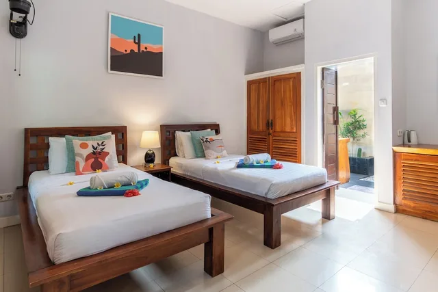 غرفة بسريرين منفصلين بإطلالة على الحديقة، Bale Sampan Bungalows 5/10