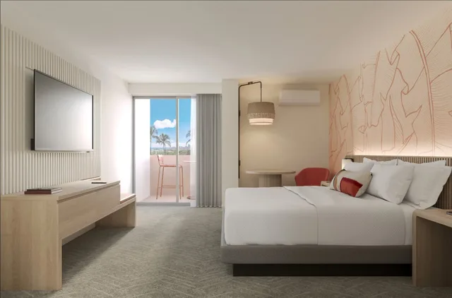 غرفة بسريرين مزدوجين بإطلالة جزئية على البحر، The Ambassador Hotel of Waikiki, Tapestry Collection by Hilton 1/1