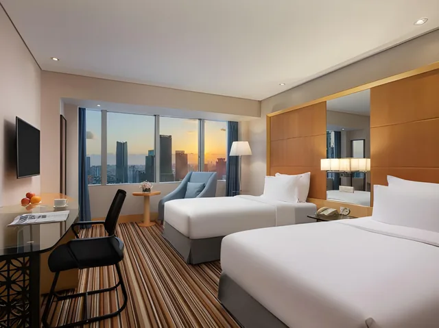 غرفة بانورامية ديلوكس بسريرين منفصلين، Jin Jiang Tower Hotel 1/1