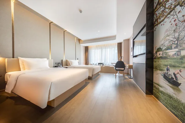 غرفة تنفيذية بسريرين منفصلين بإطلالة على المدينة، Atour Hotel (Zhongshan North Railway Station, V - PARK plaza) 1/1