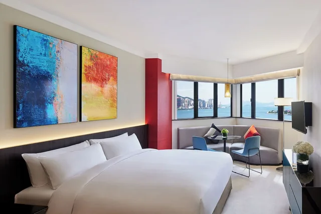 غرفة بسرير كينج بإطلالة على المرفأ مع دخول صالة النادي، Prince Hotel Hong Kong 2/3