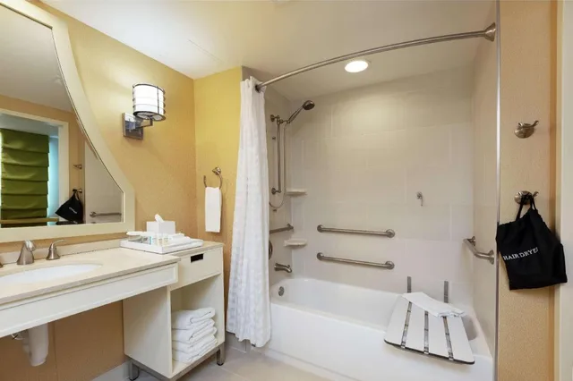 غرفة بسرير كينج بغرفة نوم واحدة مع أريكة لذوي الإعاقة، Embassy Suites by Hilton Houston Downtown 3/4