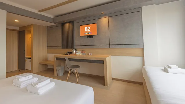 غرفة ديلوكس ثلاثية بسرير مزدوج وسرير فردي، B2 Surat Thani Boutique & Budget Hotel 3/4
