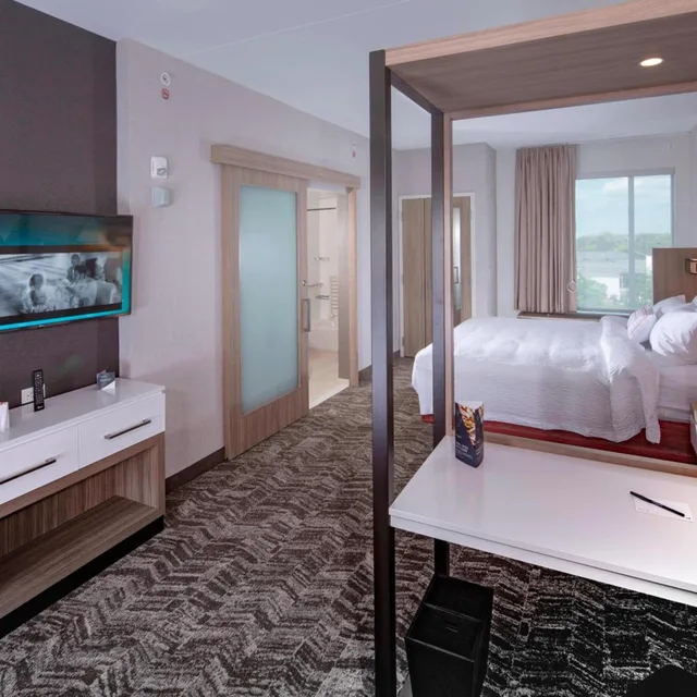 جناح بسرير كينج مع سرير سحّاب إضافي مع أريكة بحوض استحمام لذوي الإعاقة، Springhill Suites Newark Downtown 2/2