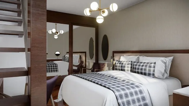 غرفة بسرير كينج بإطلالة على البحر بحوض جاكوزي، Brown Beach House Design Hotel 3/4