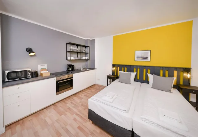 استوديو بسريرين منفصلين مع أريكة، Old Town Apartments Schonhauser Allee Berlin 1/10
